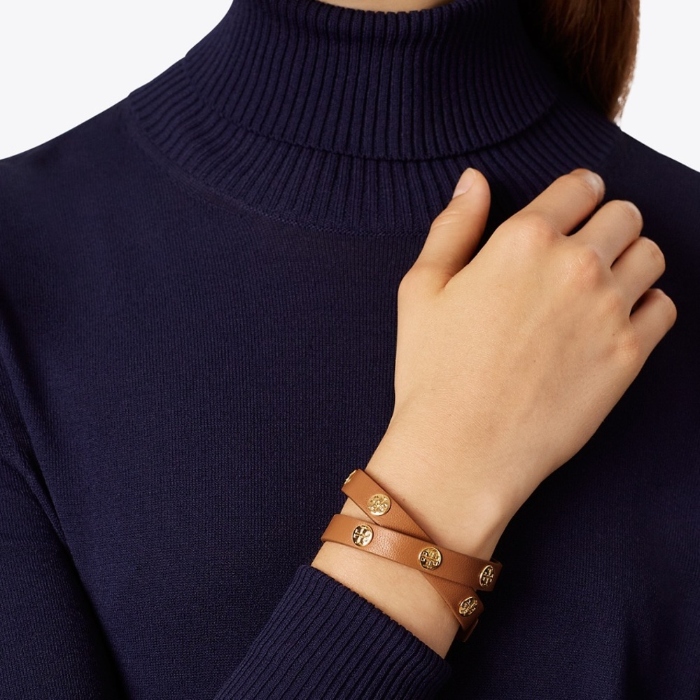 Tory Burch DOUBLE-WRAP LOGO STUD BRACELET